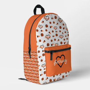 Orange Cheer Hearts, Pom Poms, Megaphone Pattern Printed Backpack