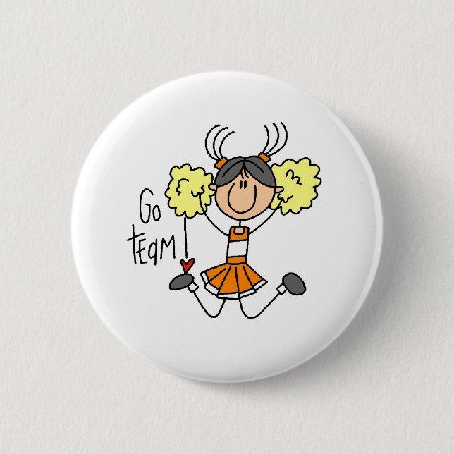 Orange Cheerleader 2 Inch Round Button (Front)