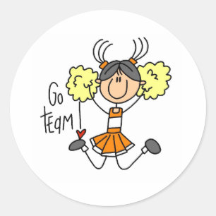 Orange Cheerleader Classic Round Sticker