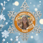 Orange Cheerleader Photo High School Cheer Snowflake Pewter Christmas Ornament<br><div class="desc">This cool customized high school cheerleader photo gift features white typography of your team and player name on an orange Christmas ornament with a CHEER megaphone. Personalize with your student's photograph and class year as a proud cheerleading parent. A great gift for a mom or dad.</div>