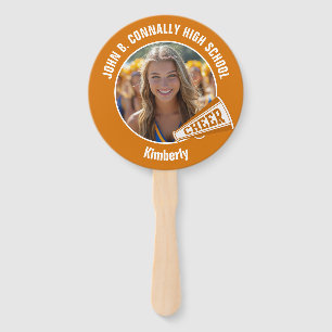 Orange Cheerleader Photo High School Parent Hand Fan