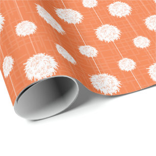 Orange Cheerleader Pom Pom Pattern Wrapping Paper