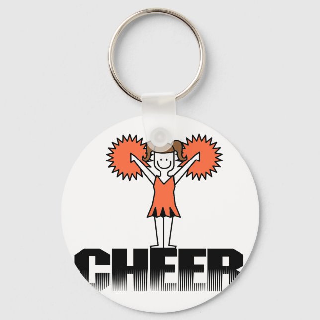 Orange Cheerleading T-shirts and Gifts Keychain (Front)