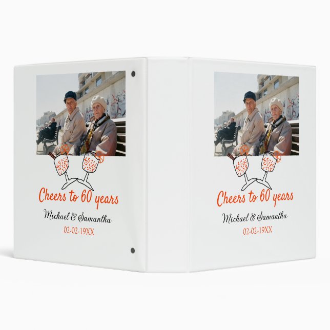 Orange cheers to 60 years anniversary wedding  binder (Background)