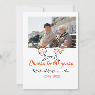 Orange cheers to 60 years anniversary wedding invitation