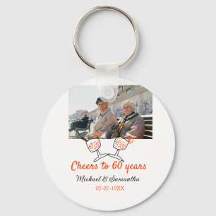 Orange cheers to 60 years anniversary wedding keychain