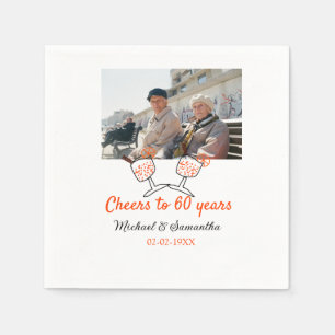 Orange cheers to 60 years anniversary wedding  napkin