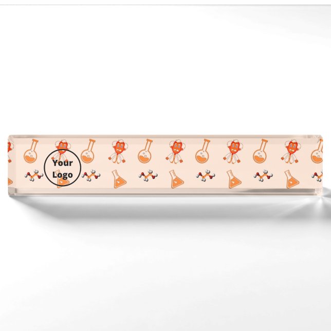 Orange chemical business pattern nameplate (Front)