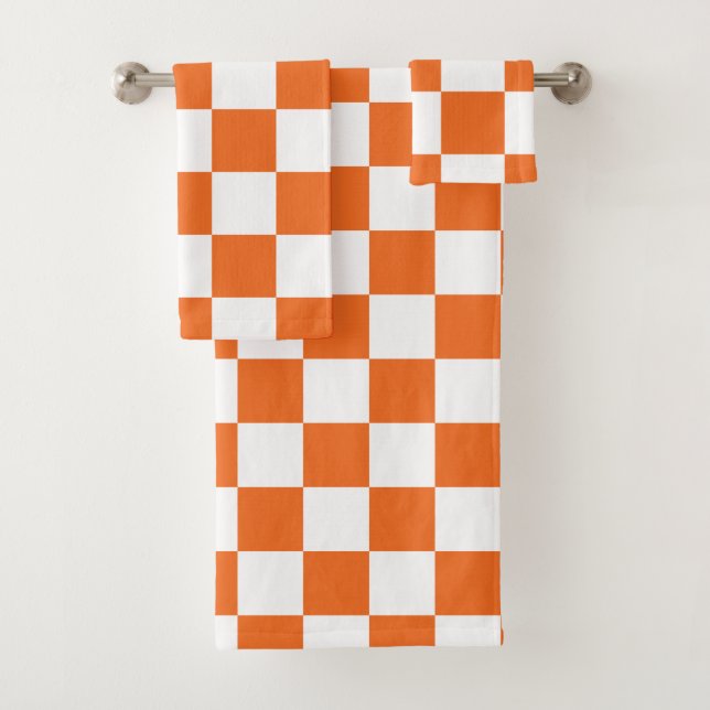 Orange Chequerboard Bath Towel Set (Insitu)