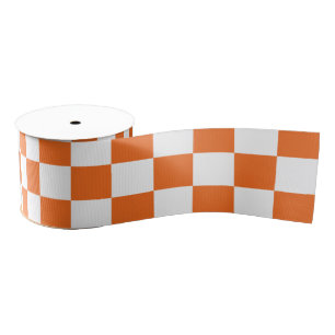 Orange Chequerboard Grosgrain Ribbon