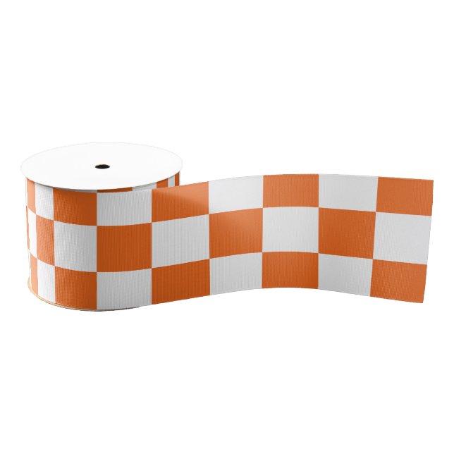 Orange Chequerboard Grosgrain Ribbon (Spool)