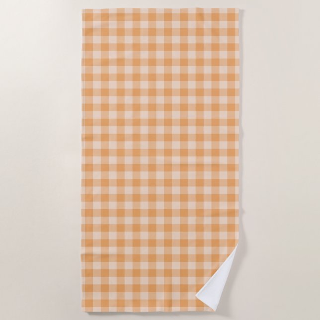 Orange Chequerboard Pattern Beach Towel (Front)