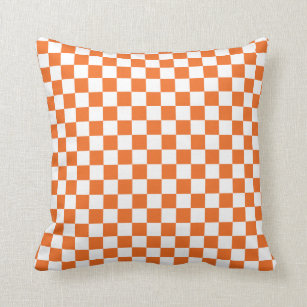 Orange Chequerboard Throw Pillow