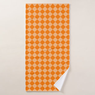 Orange Chequered Diamond Pattern Bath Towel