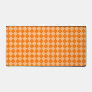 Orange Chequered Diamond Pattern Desk Mat
