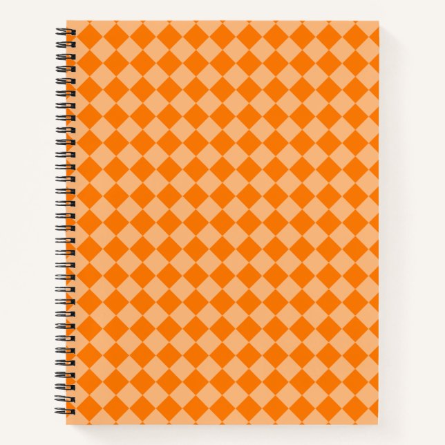 Orange Chequered Diamond Pattern Notebook (Front)