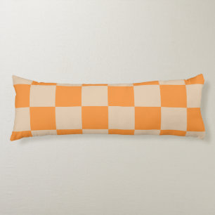 Orange Chequered Gingham Pattern Body Pillow
