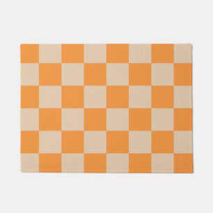 Orange Chequered Gingham Pattern Doormat