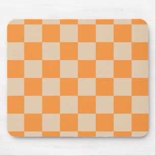 Orange Chequered Gingham Pattern Mouse Pad