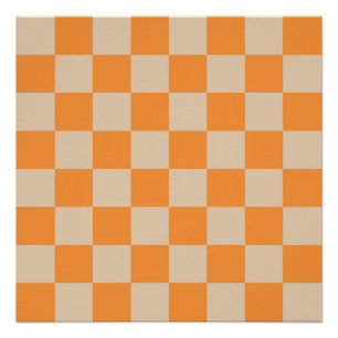 Orange Chequered Gingham Pattern Poster