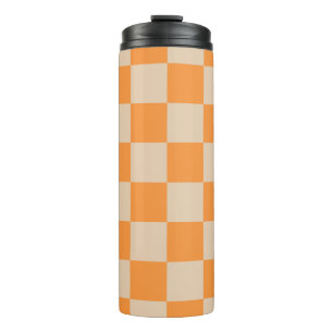 Orange Chequered Gingham Pattern Thermal Tumbler