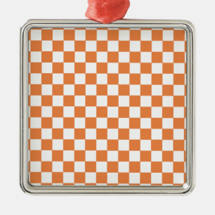 Orange Chequered Pattern Metal Ornament