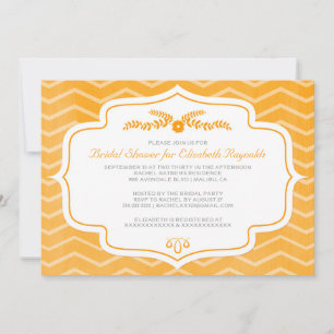 Orange Chevron Bridal Shower Invitations