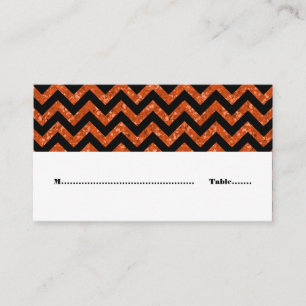 Orange Chevron Glitter Place Card