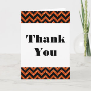 Orange Chevron Glitter Thank You Card