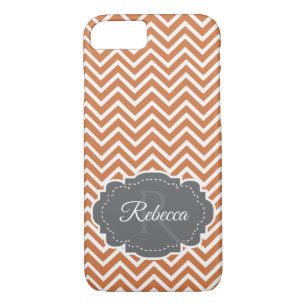Orange Chevron Personalized iPhone Case