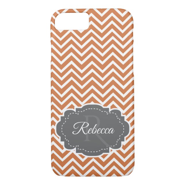 Orange Chevron Personalized iPhone Case (Back)