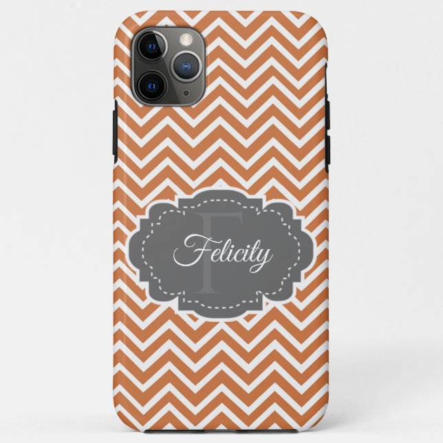 Orange Chevron Personalized iPhone Case (Back)