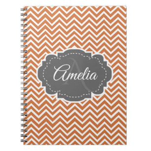 Orange Chevron Personalized Notebook