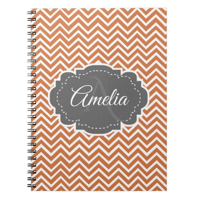 Orange Chevron Personalized Notebook (Front)