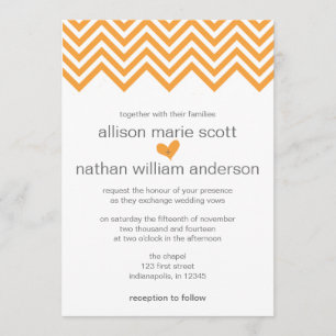 Orange Chevron Wedding Invitation