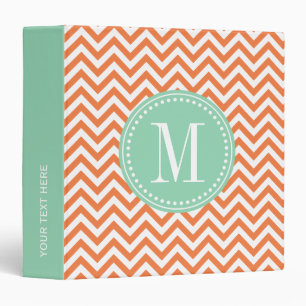 Orange Chevron Zigzag Personalized Monogram Binder