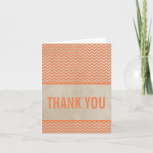 Orange Chic Chevron Thank You Card