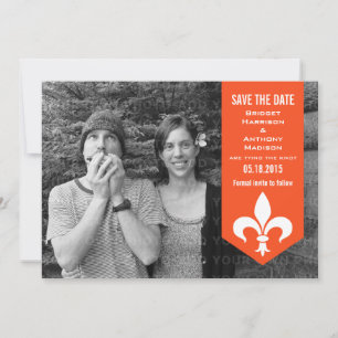 Orange Chic Flourish Banner Save the Date Invite
