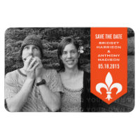 Orange Chic Flourish Banner Save the Date Magnet