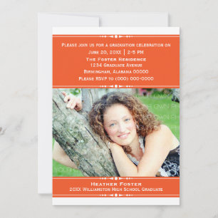 Orange Chic Photo Graduation Invite