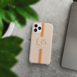 Orange | Chic Stripes Monogram  iPhone 15 Pro Max Case<br><div class="desc">Elevate your everyday style with the Orange | Chic Stripes Monogram Phone Case, where elegance meets personal expression. This case showcases a beautifully designed monogram featuring bold, classic serif initials, prominently displayed at the centre, with your name elegantly written below. The combination of soft orange hues and vertical, retro-inspired stripes...</div>