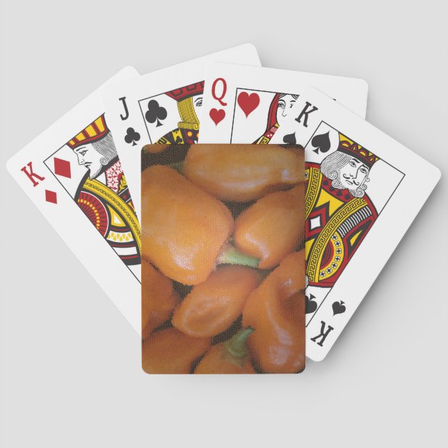Orange Chili Pepper Vegetables Photo Southwest Playing Cards (Back)