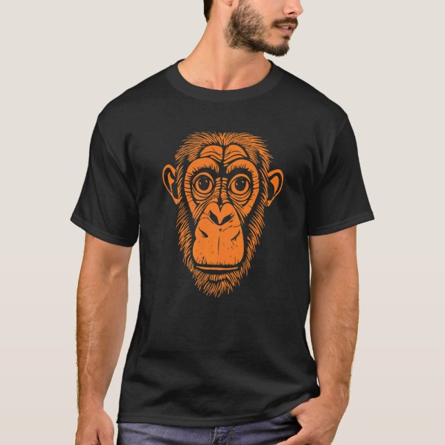 Orange Chimpanzee  Ape Not Monkey  Cute Chimp T-Shirt (Front)