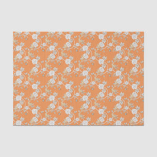 Orange Chinoiserie Roses Pattern Tissue Paper