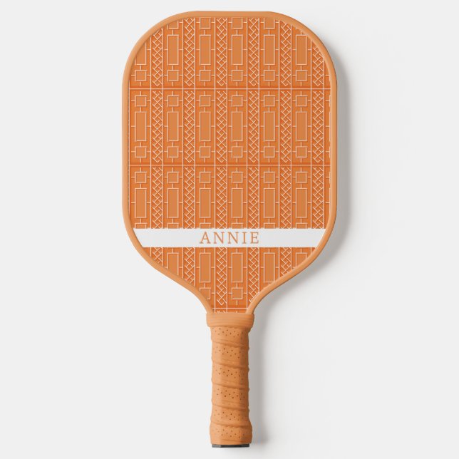 Orange Chinoisserie Personalized Pickleball Paddle (Front)