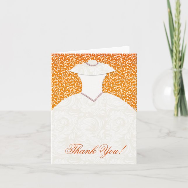 Orange chique de carte de note de Merci de Fête de (Devant)