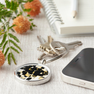 Orange Chocolate Cake, geometric graphic Keychain
