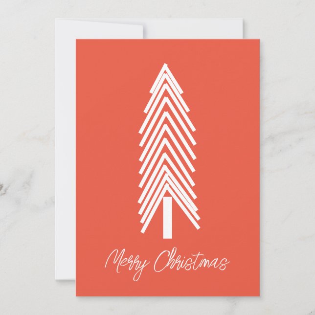 Orange Christmas Tree Joyeuse carte de Noël (Devant)