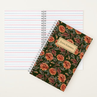 Orange Chrysanthemum Vintage Halloween Notebook