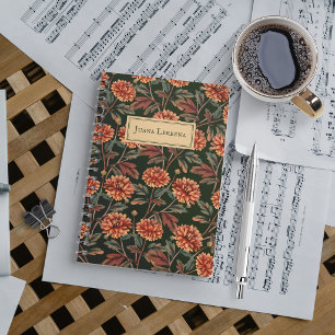 Orange Chrysanthemum Vintage Halloween Notebook